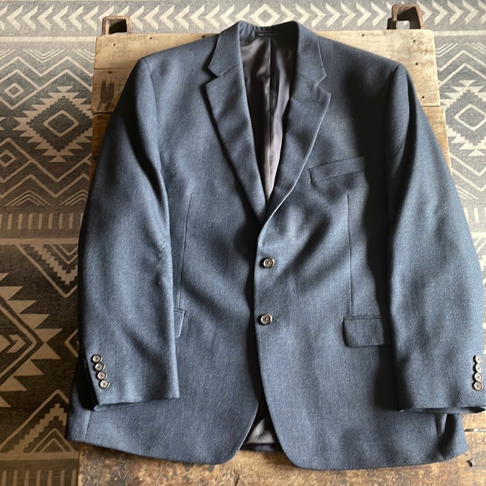 Lauren Ralph Lauren Sportcoat, Navy blue, wool blend, No tag but he wears an XL